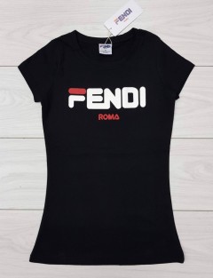FENDI  Ladies T-Shirt (BLACK) (S - M - L - XL) 