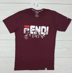 FENDI  Mens T-Shirt (MAROON) (S - M - L - XL )