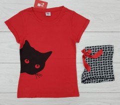 LE PEARL Ladies T-Shirt And Short Set (RED - GRAY) (LP) (S - M - L - XL) 