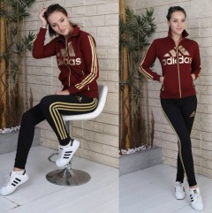 ADIDAS Turkey Ladies 2 Pcs Sweatshirt + Pant (MAROON - BLACK) (S - M - L - XL) (