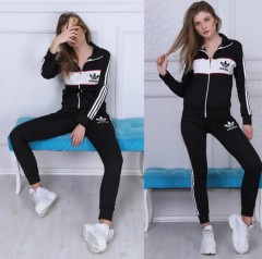 ADIDAS Turkey Ladies 2 Pcs Sweatshirt + Pant (BLACK) (S - M - L - XL)