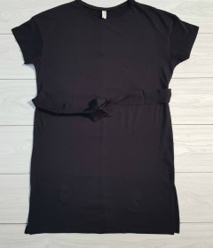 PIAZA ITALIA Ladies Long T-Shirt (BLACK) (S - M - L - XL)