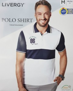 LIVERGY Mens Polo Shirt (WHITE - NAVY) (M - L - XL )