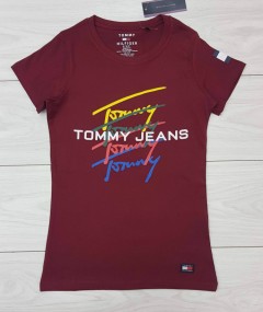 TOMMY - HILFIGER Ladies T-Shirt (MAROON) (S - M - L - XL)
