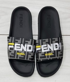 FENDI Mens Slippers (BLACK - GRAY) (MD) (40 to 45) 