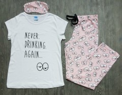 Despicable Me Ladies Turkey 3 Pcs Pyjama Set (PINK - WHITE) (S - M - L - XL)