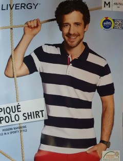LIVERGY Mens Polo Shirt (NAVY - WHITE) (S - M - L)