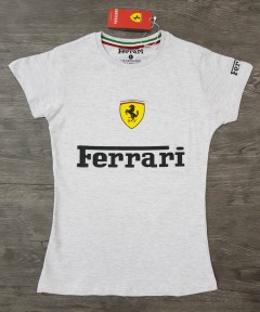 FERRARI  Ladies T-Shirt (GRAY) (S - M - L - XL) 