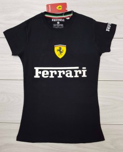 FERRARI  Ladies T-Shirt (BLACK) (S - M - L - XL) 