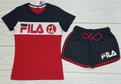 FILA Ladies Turkey Shorty Set (RED - DARK GRAY) (S - M - L - XL)