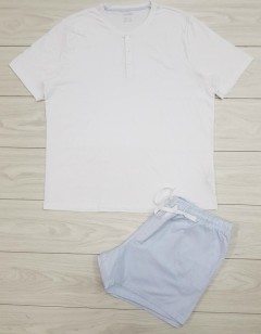 LIVERGY Mens Pyjama Set (WHITE - LIGHT BLUE) (S - M - L - XL)