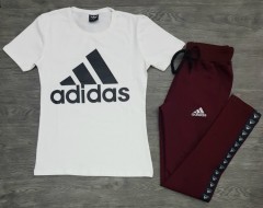 ADIDAS Ladies Turkey 2 Pcs Set (WHITE - MAROON) (S - M - L - XL)