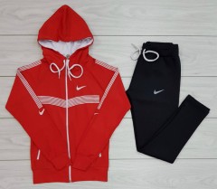 NIKE  Turkey Ladies 2 Pcs Sweatshirt + Pant (RED - BLACK) (S - M - L - XL ) 