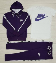 NIKE Turkey Ladies 3 Pcs Sweatshirt + Pant + T-Shirt (RED - WHITE ) (S - M - L - XL)