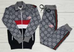 GUCCI Turkey Ladies 2 Pcs Sweatshirt + Pant (DARK GRAY - PURPLE) (S - M - L - XL)