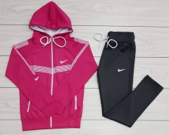 NIKE  Turkey Ladies 2 Pcs Sweatshirt + Pant (PINK - BLACK) (S - M - L - XL)