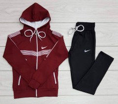 NIKE Turkey Ladies 2 Pcs Sweatshirt + Pant (MAROON - BLACK) (S - M - L - XL) 