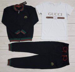 GUCCI Turkey Ladies 3 Pcs Sweatshirt + Pant + T-Shirt (BLACK - WHITE) (S - M - L - XL ) 