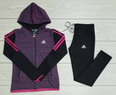 ADIDAS Turkey Ladies 2 Pcs Sweatshirt + Pant (PURPLE - BLACK) (S - M - L - XL)