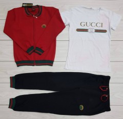 GUCCI Turkey Ladies 3 Pcs Sweatshirt + Pant + T-Shirt (RED - WHITE) (S - M - L - XL ) 