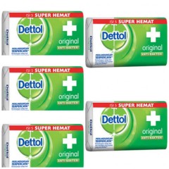 DETTOL 5pcs Dettol Anti-Bacterial Hand and Body Bar Soap, Original  (MOS)
