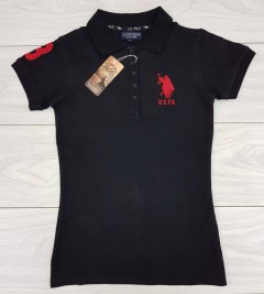 U.S. POLO ASSN Ladies Polo Shirt (BLACK) (S - M - L - XL)