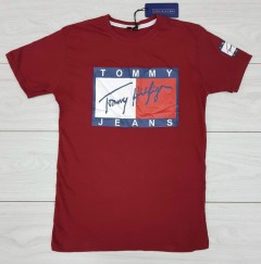 TOMMY HILFIGER Mens T-Shirt (MAROON) (S - M - L - XL)