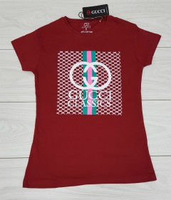 GUCCI Ladies T-Shirt (MAROON) (S - M - L - XL)