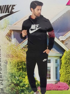 NIKE Mens Turkey 2 Pcs Sweatshirt + Pant (BLACK - MAROON) (M - L - XL )