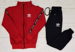 ADIDAS Mens Turkey 2 Pcs Sweatshirt + Pant (RED - BLACK) (S - M - L - XL ) 