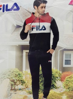 FILA Mens Turkey 2 Pcs Hoody + Pant (BLACK - RED) (M - L - XL )