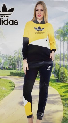 ADIDAS Ladies Turkey 2 Pcs Hoody + Pant (YELLOE - BLACK) (M - L - XL ) 