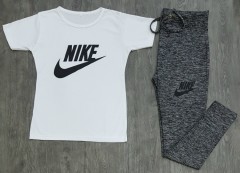 NIKE Ladies  2 Pcs Set (WHITE - DARK GRAY) (M - L - XL ) 