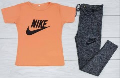 NIKE Ladies 2 Pcs Set (ORANGE - DARK GRAY) (M - L - XL )