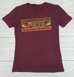 FENDI Ladies T-Shirt (MAROON) (S)