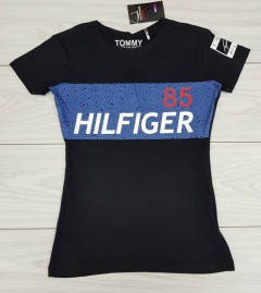 TOMMY HILFIGER Ladies T-Shirt (BLACK) (S - M - L - XL)