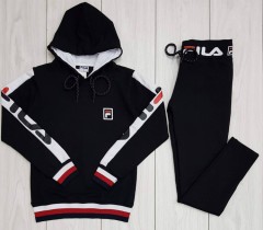 FILA Ladies Turkey 2 Pcs Hoody + Pant (BLACK) (S)