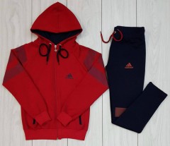 ADIDAS Ladies Turkey 2 Pcs Hoody + Pant (RED - BLACK) (S)