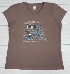 TISAIA Ladies T-Shirt (DARK BROWN) (50 to 52)