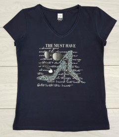 TISAIA Ladies T-Shirt (NAVY) (42 to 52)