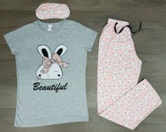 Turkey 3 Pcs Ladies Set (GRAY - PINK) (S - M - L - XL ) 