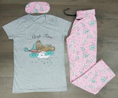 Turkey 3 Pcs Ladies Set (GRAY - PINK) (S - M - L - XL )