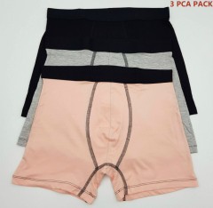 HEMA  3 Pcs Mens Boxer Shorts Pack (BLACK - PINK - GRAY) (M - L - XL - XXL) 