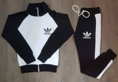 ADIDAS Ladies Turkey 2 Pcs Hoody + Pant (BLACK - WHITE) (S - M - L - XL)