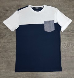 BASICS Mens T-Shirt (NAVY - WHITE) (XXS - XS - S - M - L - XL - XXL)