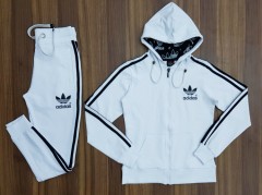 ADIDAS Ladies 2 Pcs Hoody + Pant (WHITE) (S - M - L - XL)