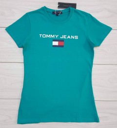 TOMMY HILFIGER Ladies T-Shirt (GREEN - BLUE) (S - M - L - XL)