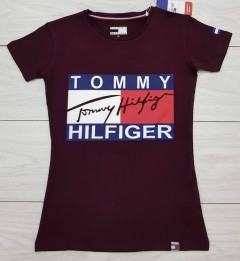 TOMMY HILFIGER Ladies T-Shirt (MAROON) (S - M - L - XL)