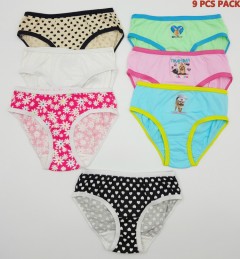 9 Pcs Girls Briefs Pack (Random color) (4 to 14 Years)