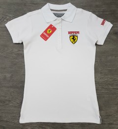 FERRARI Ladies Polo Shirt (WHITE) (S - M - L - XL)